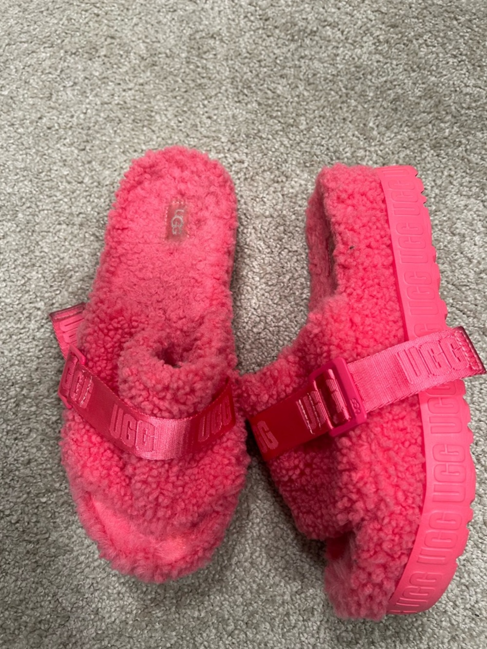 UGG Women's Fluffita Platform Slipper Slides Sandals in Taffy Pink Size 10
